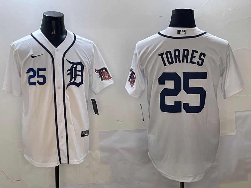 Men Detroit Tigers #25 Torres White Game 2025 Nike MLB Jersey style 3122